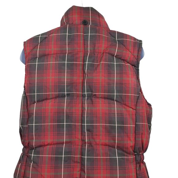 In Style We Trust NY Reversible Zip Puffer Vest Womens M Red Tartan Plaid Black - Picture 6 of 16